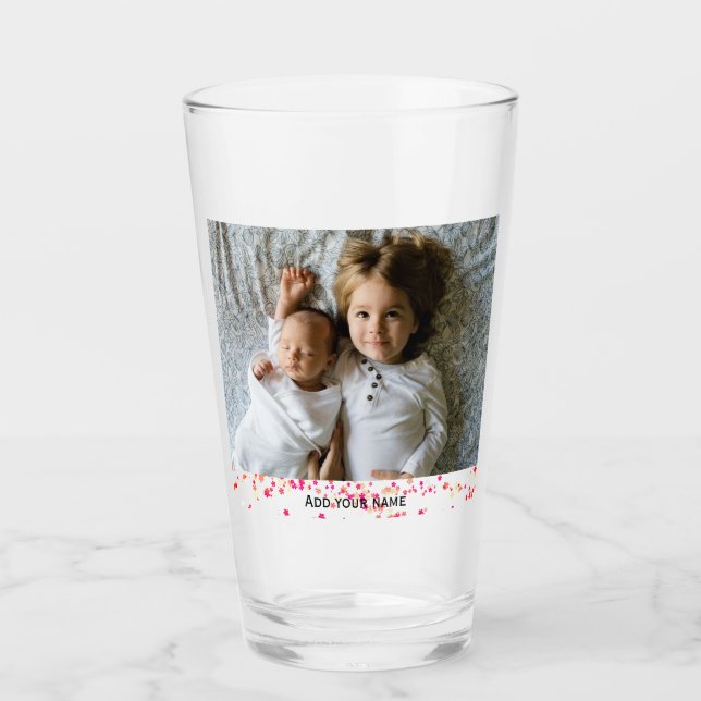 lägg till din fototext färgstarka stjärnor struktu glaskopp (Framsida)