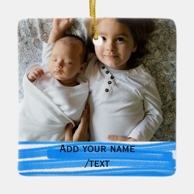 lägg till din fototext färgstarka stjärnor struktu julgransprydnad keramik (Framsida)