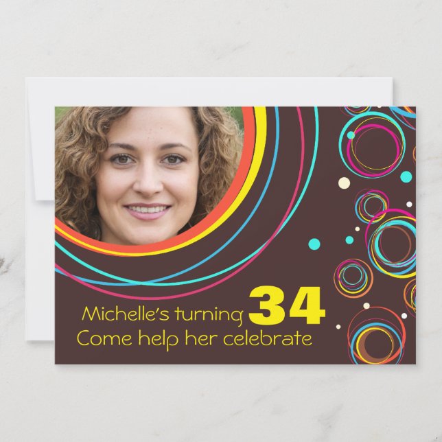 Lägg till din funky 34-årsdag inbjudan (Framsida)