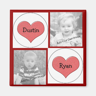 Lägg till din info, Red Hearts Photo Magnet