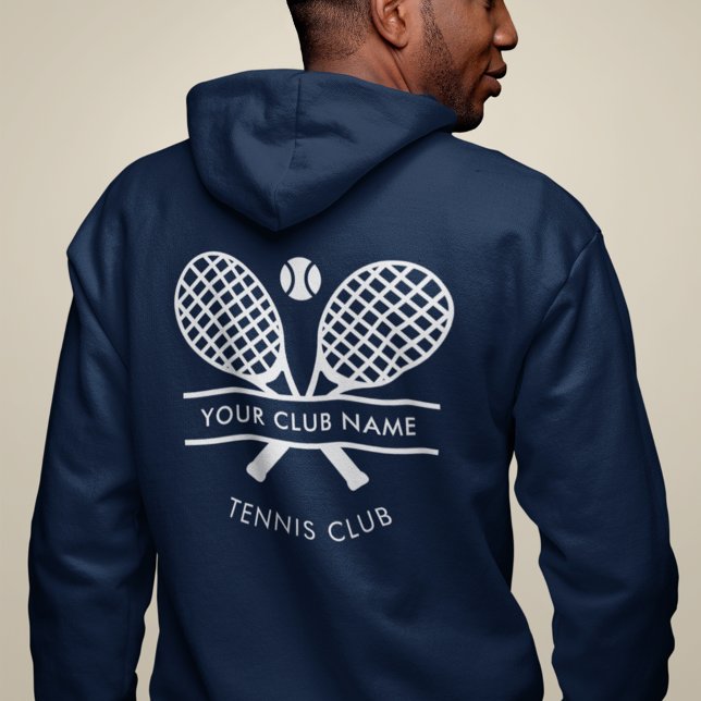 Lägg till din Klubb Namn tennis icons marinblå T Shirt (Navy blue lawn tennis club custom hoodie)