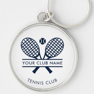 Lägg till din Klubb Namn tennis Icons Team Players Rund Silverfärgad Nyckelring