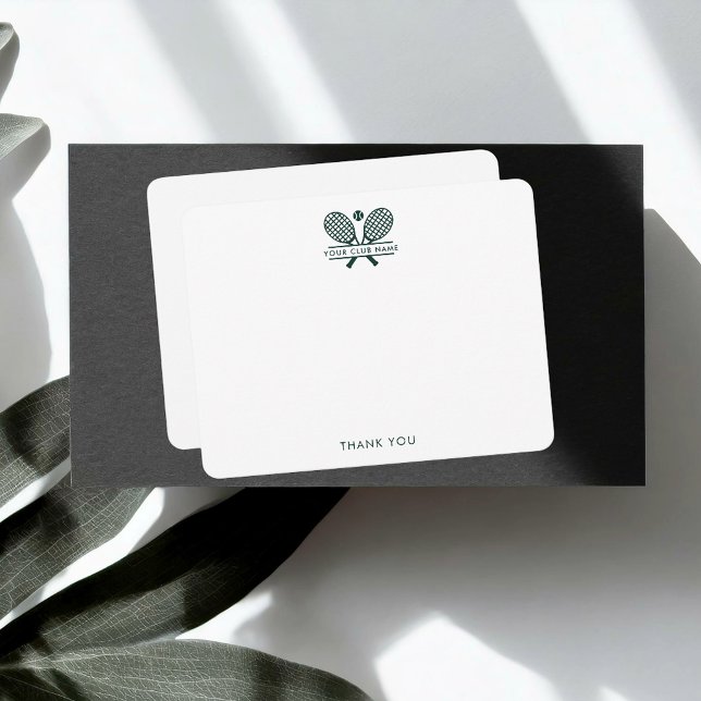 Lägg till din Klubb Namn Tennis Sports Office Tack (Custom Lawn Tennis Club Country Club Office Thank You Note Cards)