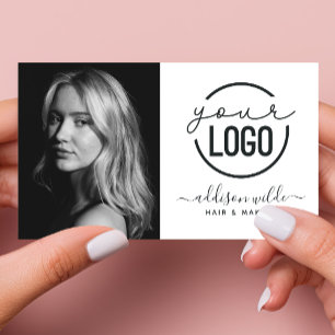 Lägg Till Din Logo Modern Minimalistisk Foto Vit Visitkort