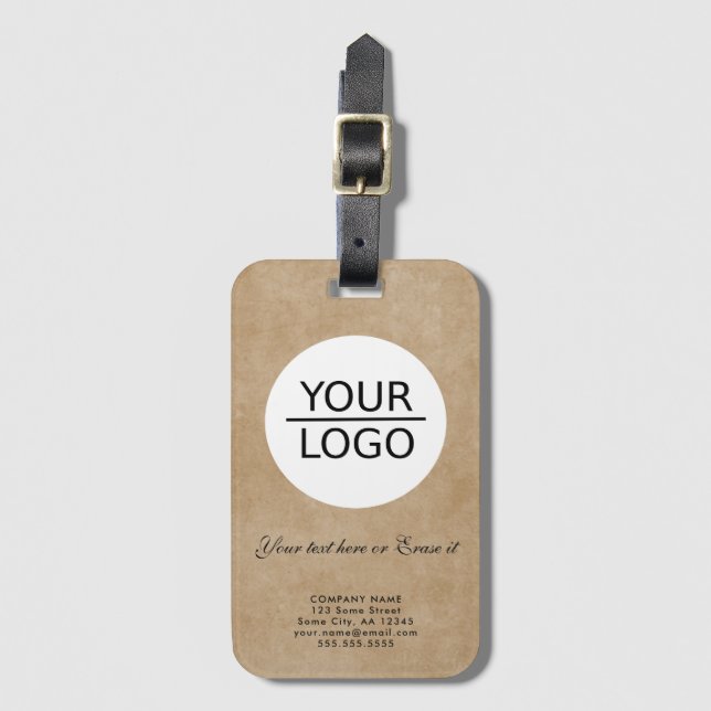 Lägg till din Logotyp Anpassningsbar Text Rustic C Bagagebricka (Framsida vertikal)