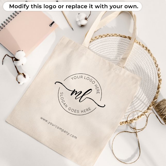 Lägg till din logotyp Elegant monogram initialer v Tygkasse (Skapare uppladdad)