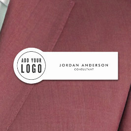 Lägg till din Logotyp - enkel, modern, svart och v Namnbricka