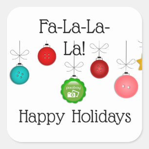 Lägg till din Logotyp "Fa-La-La-La"-Helgdag Fyrkantigt Klistermärke