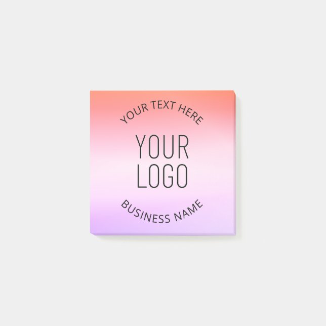 Lägg till din logotyp | Färgglada solnedgångsgradi Post-it Block (Framsida)