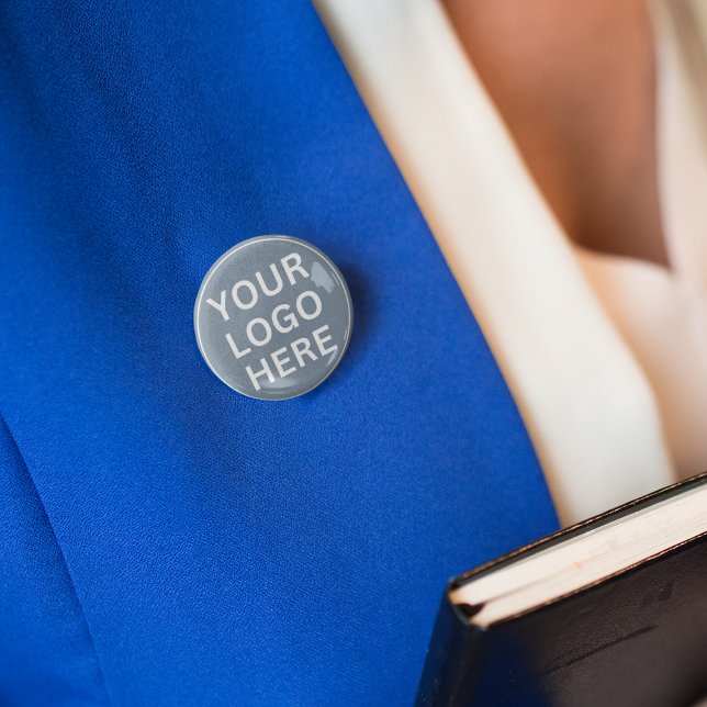 Lägg till din Logotyp här i Modern Dusty Blue-kamp Knapp (Skapare uppladdad)