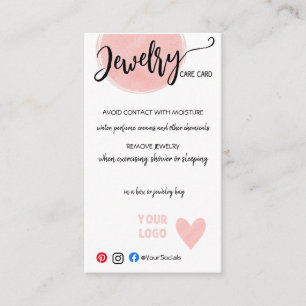 LÄGG TILL DIN LOGOTYP JEWELRY CARE CARDS VISITKORT