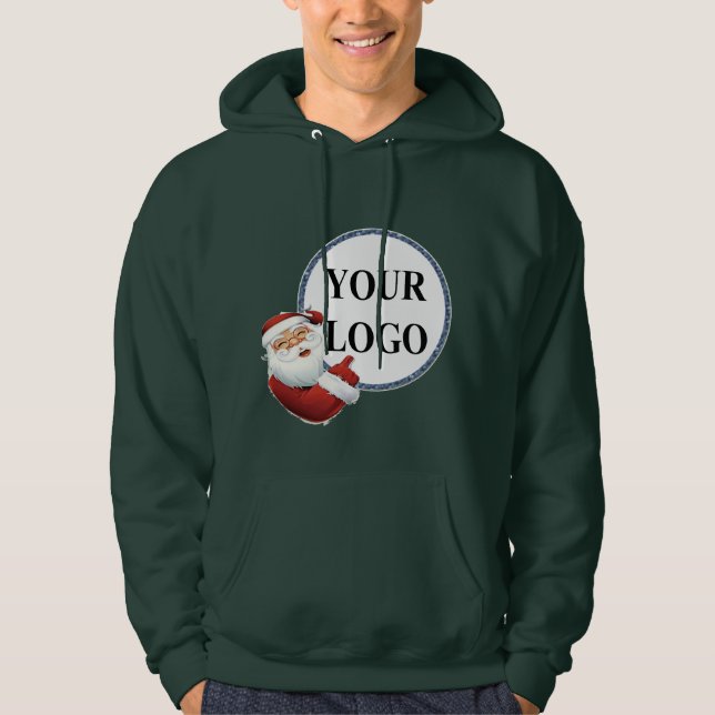 Lägg till din logotyp jul semester hoodie (Framsida)