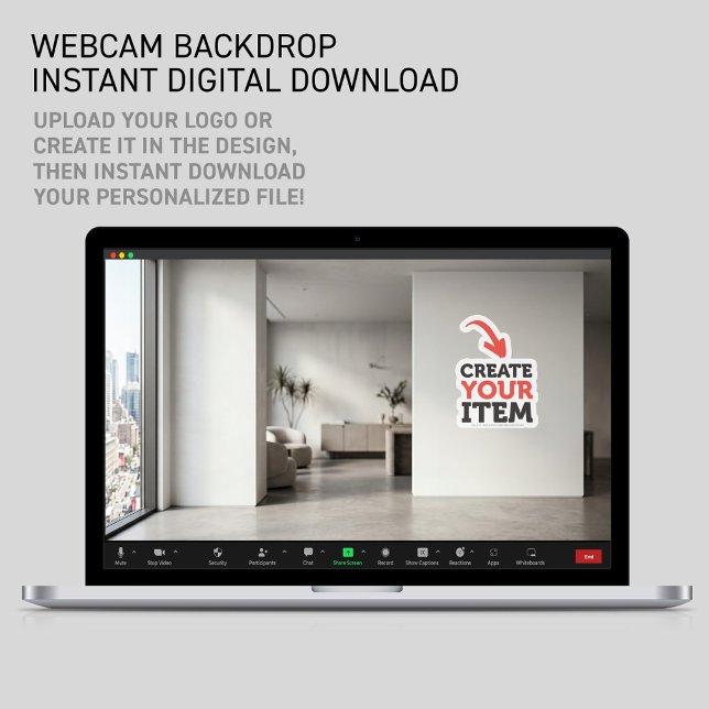 Lägg till din logotyp kontor digital poster Zoom b (Zoom Virtual Backdrop Professional Law Firm Webcam Office: UPLOAD YOUR OWN LOGO & BUY THE DOWNLOAD)
