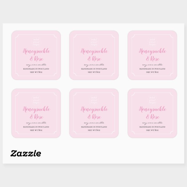 Lägg till din logotyp Ljusstake Blush Rosa Etikett (Ark)
