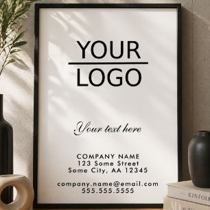 Lägg till din logotyp med anpassad text för företa poster
