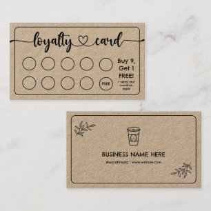 Lägg till din Logotyp med Kraft Papper Café Coffee Lojalitetskort