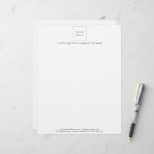 Lägg till din logotyp minimalistisk vit profession brevhuvud