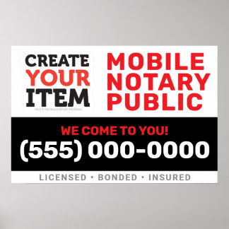 Lägg till din logotyp Mobil Notarius Publicus Sign Poster