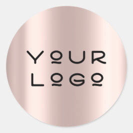 Lägg till din Logotyp Modern Metallic Minimal  Pow Runt Klistermärke