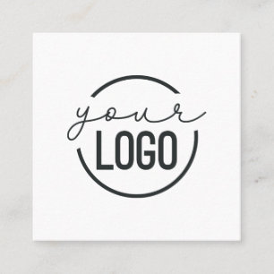 Lägg till din logotyp Modern Minimal Enkel Vit Fyr Fyrkantigt Visitkort