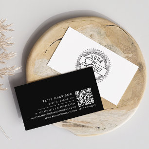Lägg till din Logotyp Modern Minimal QR-kod för sv Visitkort