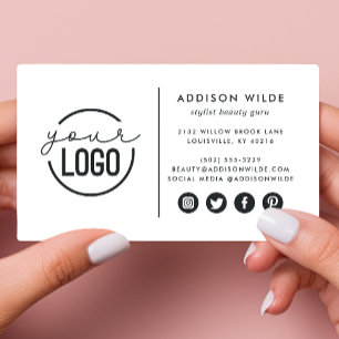 Lägg till din logotyp Modern minimalistisk enkel v Visitkort