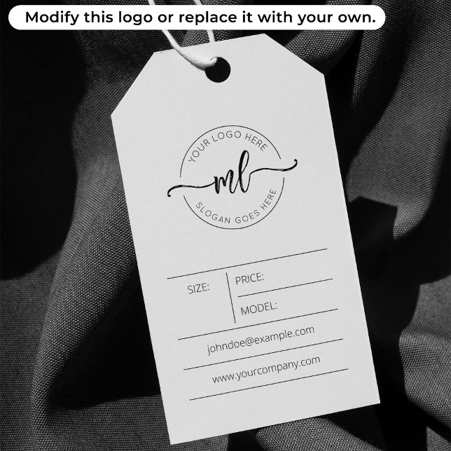 Lägg till din logotyp Monogram Initialer Kläderhän Presentetikett (Skapare uppladdad)