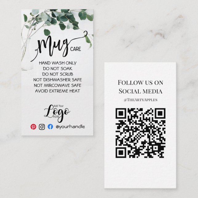 LÄGG TILL DIN LOGOTYP mugg CARE vinyl business euc Visitkort (Fram/baksida)