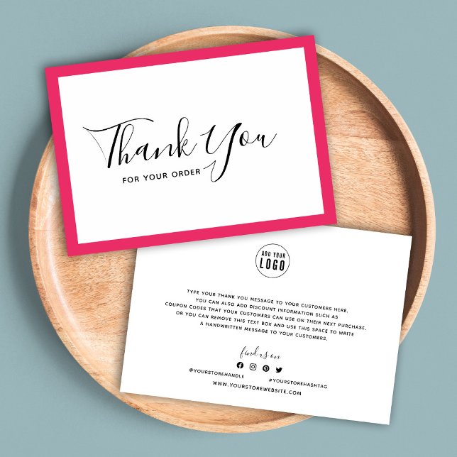 Lägg till din Logotyp och redigerbar Gräns Färg Ta Tack Kort (Skapare uppladdad)