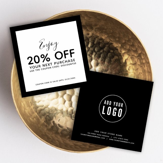 Lägg till din Logotyp och redigerbart Färg-rabattk Rabattkort (Skapare uppladdad)