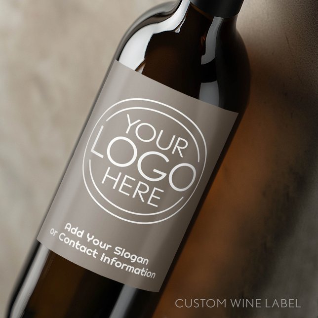 Lägg till din logotyp och slogan Modern minimalist Vinflaska Etikett (Custom Logo Wine Label - Celebrate Your Business or Give as a Thank You Gift)