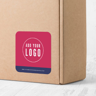 Lägg till din logotyp och webbplatsadress Kontrast Fyrkantigt Klistermärke