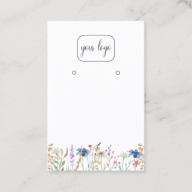 Lägg till din logotyp örhänge display | Wildflower Visitkort (Framsida)
