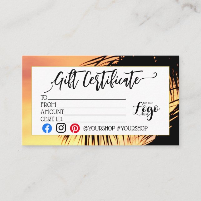 LÄGG TILL DIN LOGOTYP-presentcertifikat marknadsfö Visitkort (Framsida)