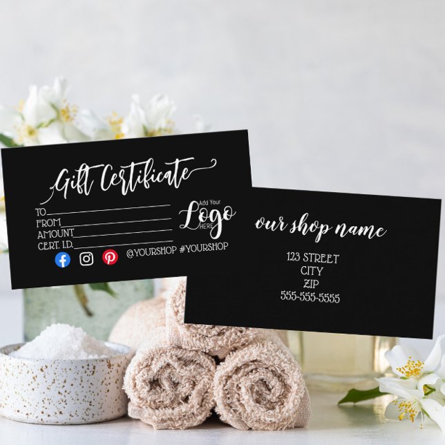 LÄGG TILL DIN LOGOTYP-presentcertifikat marknadsfö Visitkort (Skapare uppladdad)