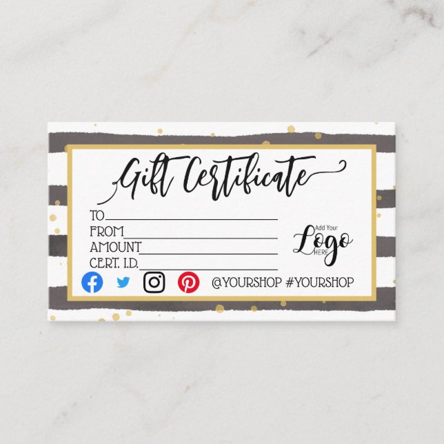 LÄGG TILL DIN LOGOTYP-presentkort marknadsföring Visitkort (Framsida)