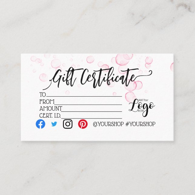 LÄGG TILL DIN LOGOTYP-presentkort marknadsföring Visitkort (Framsida)