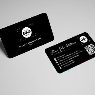 Lägg till din logotyp professionell QR-kod svart Visitkort