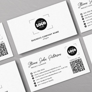 Lägg till din logotyp professionell QR-kod vit Visitkort