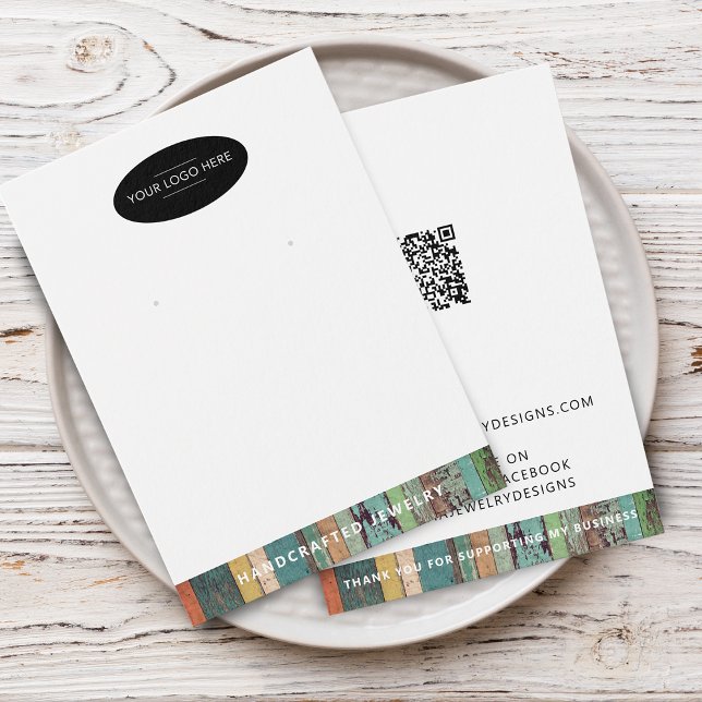Lägg till din logotyp QR-kod örhänge Visningskort Visitkort (Add Your Logo QR Code Earring Display Card)