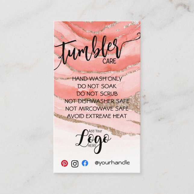 LÄGG TILL DIN LOGOTYP TUMBLER CARE CARDS vinyl bus Visitkort (Framsida)