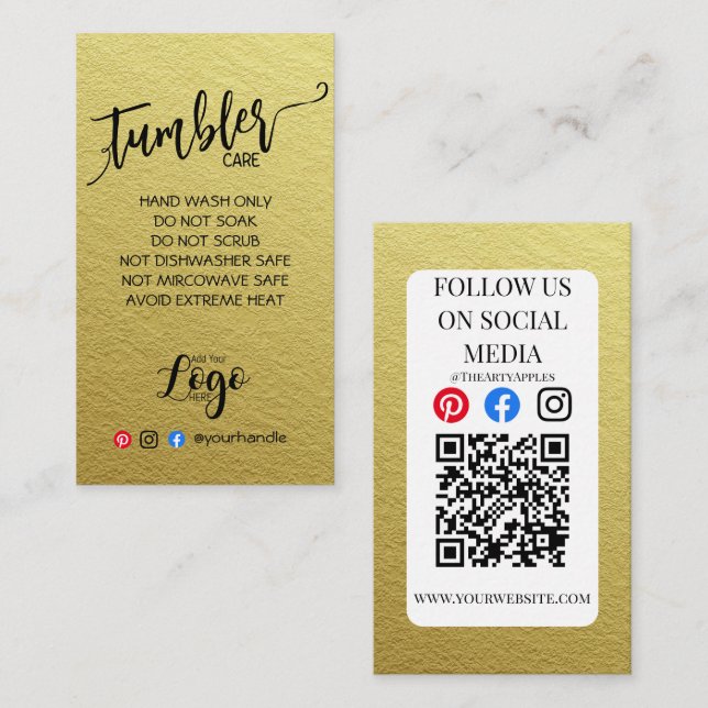 LÄGG TILL DIN LOGOTYP TUMBLER CARE CARDS vinyl bus Visitkort (Fram/baksida)