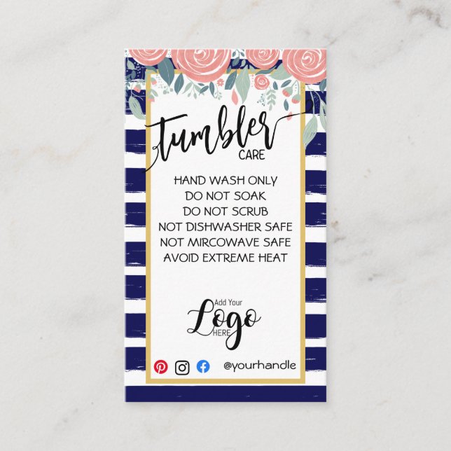 LÄGG TILL DIN LOGOTYP TUMBLER CARE CARDS vinyl bus Visitkort (Framsida)