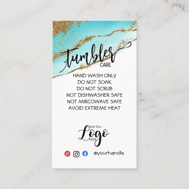 LÄGG TILL DIN LOGOTYP TUMBLER CARE CARDS vinylverk Visitkort (Framsida)