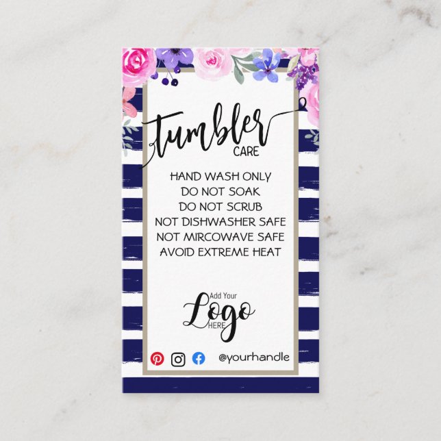 LÄGG TILL DIN LOGOTYP TUMBLER CARE CARDS vinylverk Visitkort (Framsida)