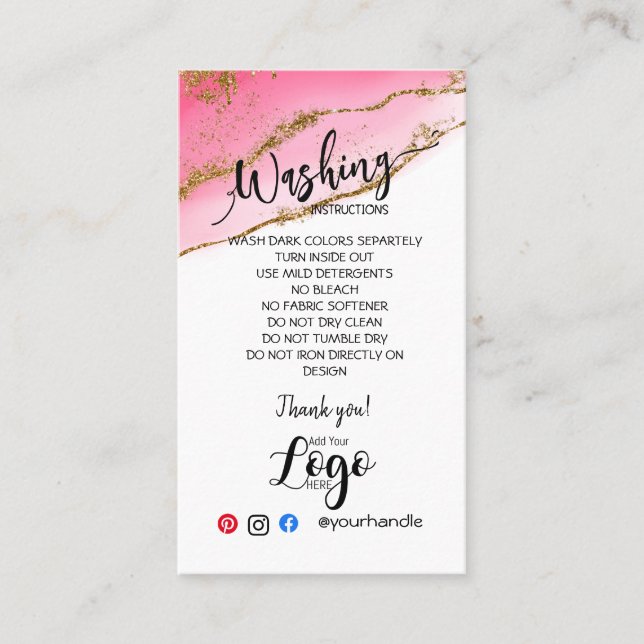 LÄGG TILL DIN LOGOTYP tvättande instruktioner, VAR Visitkort (Framsida)