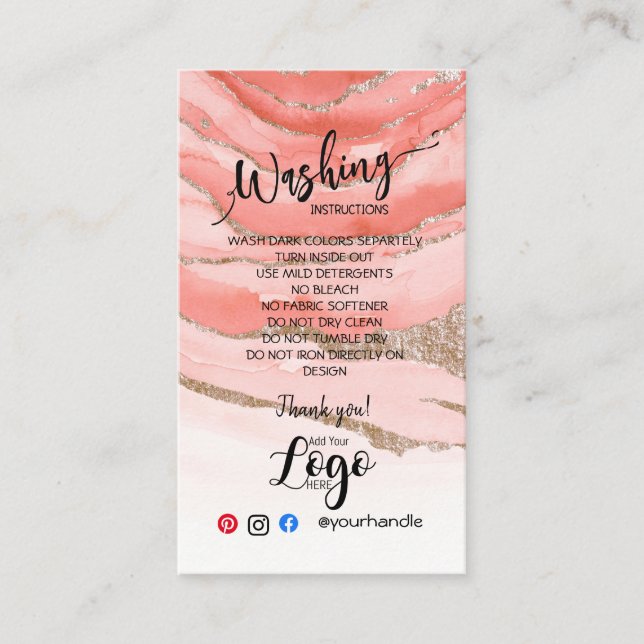 LÄGG TILL DIN LOGOTYP tvättande instruktioner, VAR Visitkort (Framsida)
