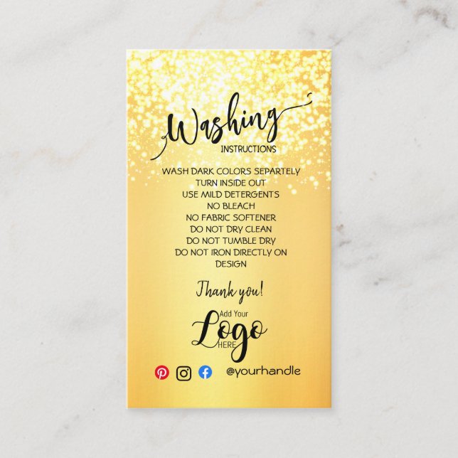 LÄGG TILL DIN LOGOTYP tvättande instruktioner, VAR Visitkort (Framsida)