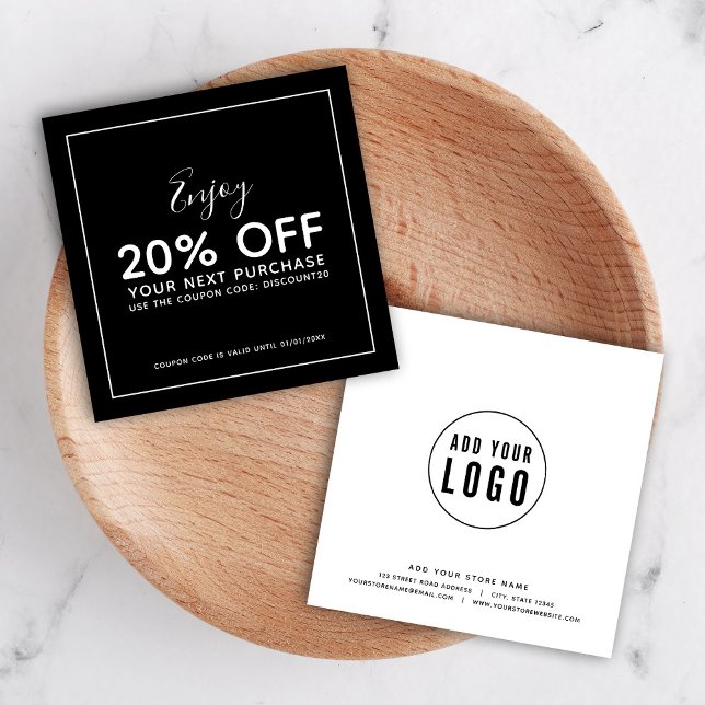 Lägg till din Logotyp Vit Gräns Editable Färg Rabattkort (Skapare uppladdad)