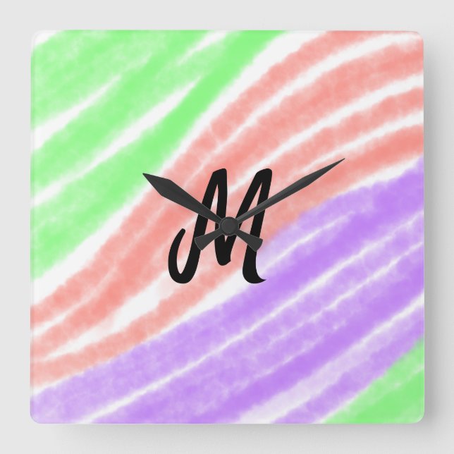 Lägg till din namntext Anpassa monogram Poste Fyrkantig Klocka (Framsida)